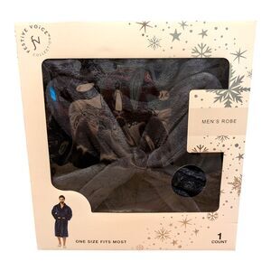 Modern Expressions Men’s Robe Navy Blue One Size Fits Most New